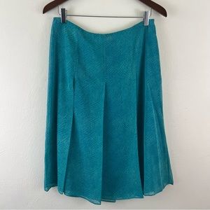 Brooks Brothers 100% Silk Water Patterned Gently Pleated Midi Skirt